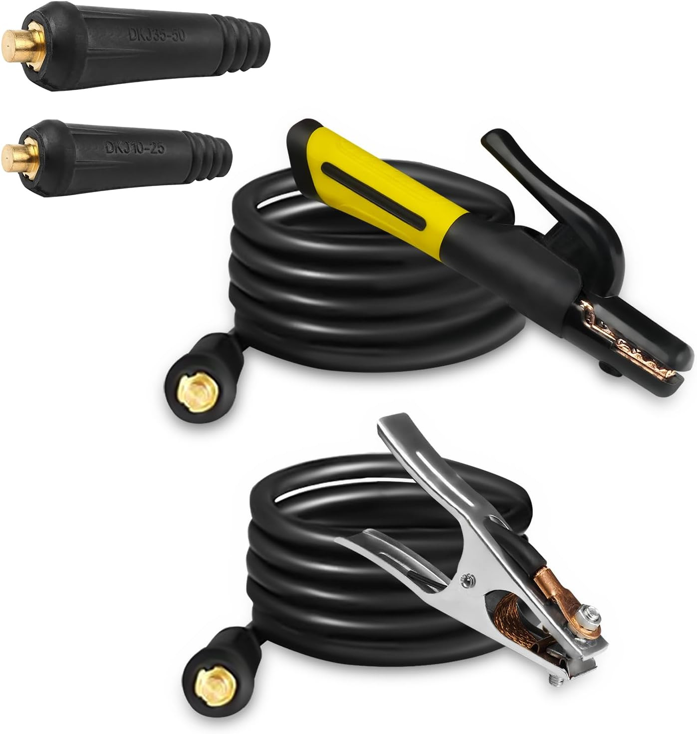 SSIMDER Electrode Holder with Cable &amp; Ground Clamp Set, 600A Stick Welder Stinge